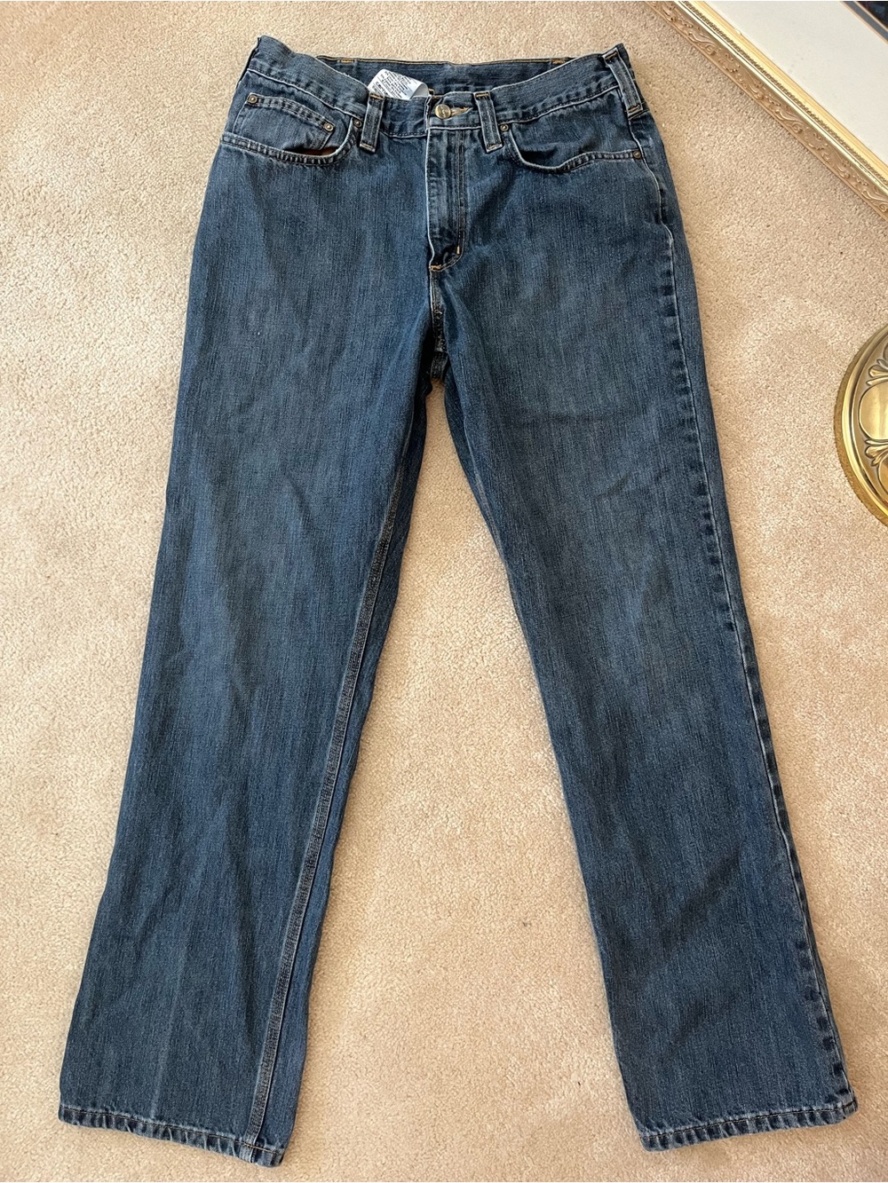 Carhartt Men's Straight-Leg Jeans in Dark Blue Denim